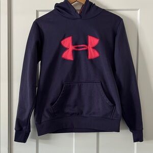 Under Armour Dark Blue Hoodie with Hot Pink Emblem